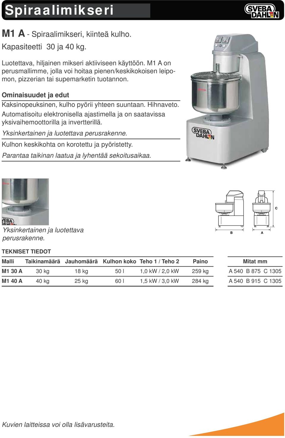 M1 A is our basic model that can satisfy the daily production needs of a small/medium bakery, a pizzeria or a Supermarket.