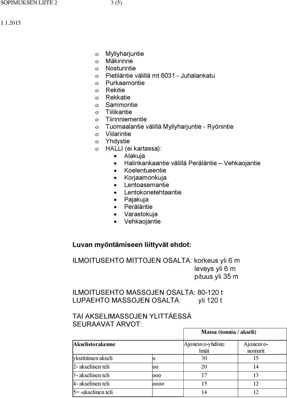 Korjaamonkuja Lentoasemantie Lentokonetehtaantie Pajakuja Peräläntie Varastokuja Vehkaojantie Luvan myöntämiseen liittyvät ehdot: ILMOITUSEHTO MITTOJEN OSALTA: korkeus yli 6