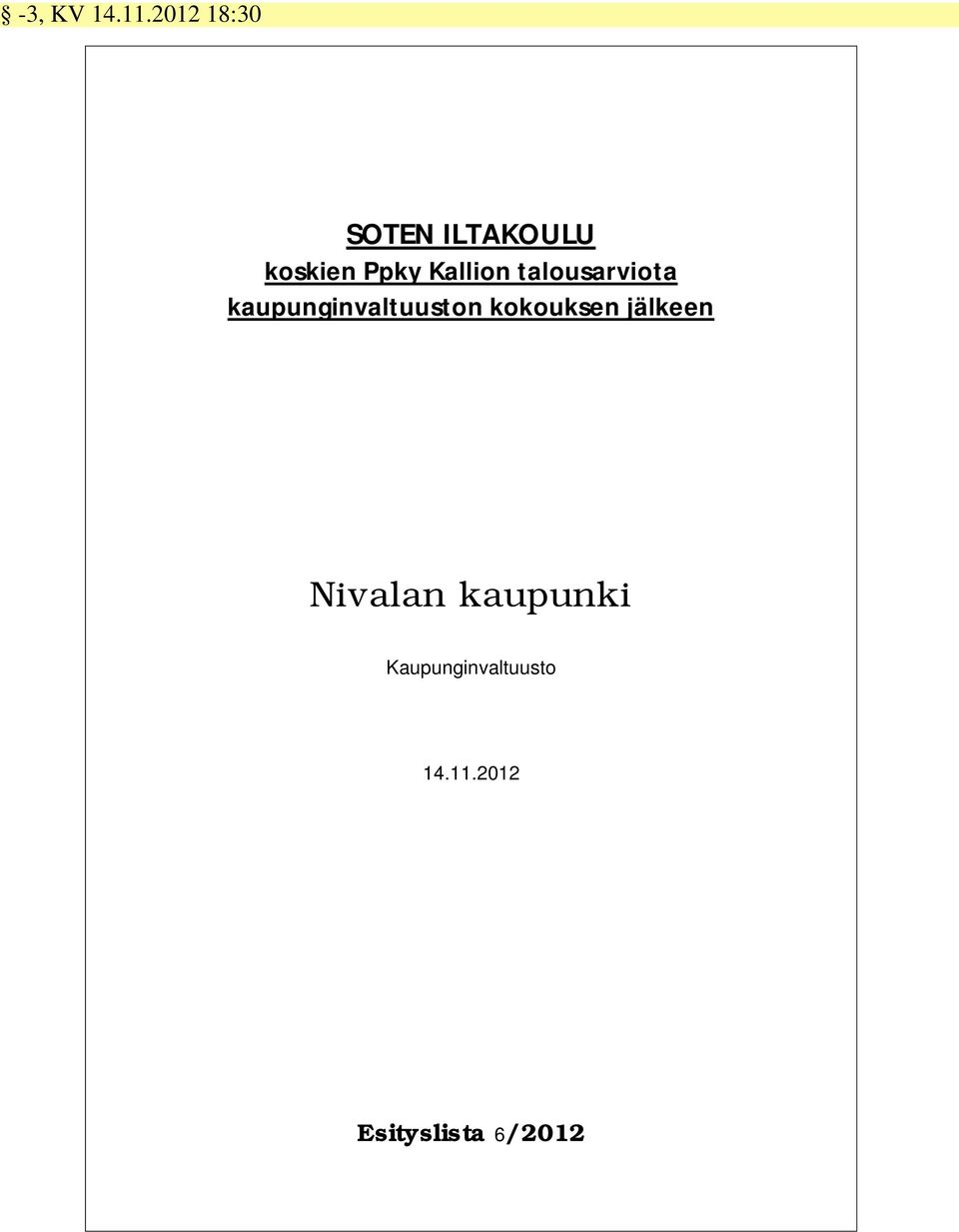 Kallion talousarviota kaupunginvaltuuston