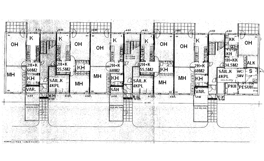 Muutoskohteessa, Oklaholmankatu 24:ssa on kantava betonirunko, ulkoseinät ovat sandwich-elementtiseiniä tiiliverhouksella.