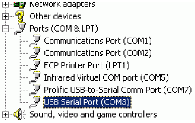 näyttää tavalliselta sarjaportilta esim COM3. Vielä pitää selvittää, mikä COM-portti ohjelmointilaitteeseen liitettiin.