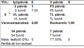 Varavastaava ja muut lisät HRSuunti ohjelman asetuksiin voidaan määritellä 12 kpl koodeja erilaisille lisille. Näitä voivat olla esim. varavastaavalisä (vuoropäällikkölisä) tai esim. ruokaveloitukset.