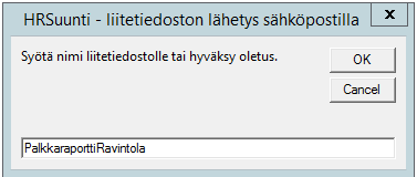 Lähetä raportti sähköpostin liitteenä Raportin lähettämiseen nopeasti sähköpostilla on HRSuunti ohjelmassa oma pikatoiminto.