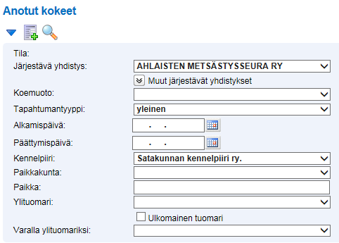 17.8.2016 4(16) Uuden anomuksen kirjaaminen Anomuslomakkeen avaaminen Uusi anomus aloitetaan painamalla kuvaketta: Tällöin avautuu koeanomuslomake.