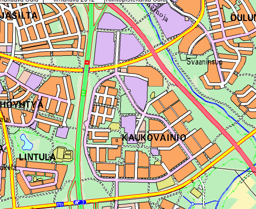 KUVA 5. Kaukovainion asuinalue (26) Kaukovainiolla on vajaa 500 ulkovalaisinta, jotka on kytketty kymmeneen valaistusohjauskeskukseen (22).