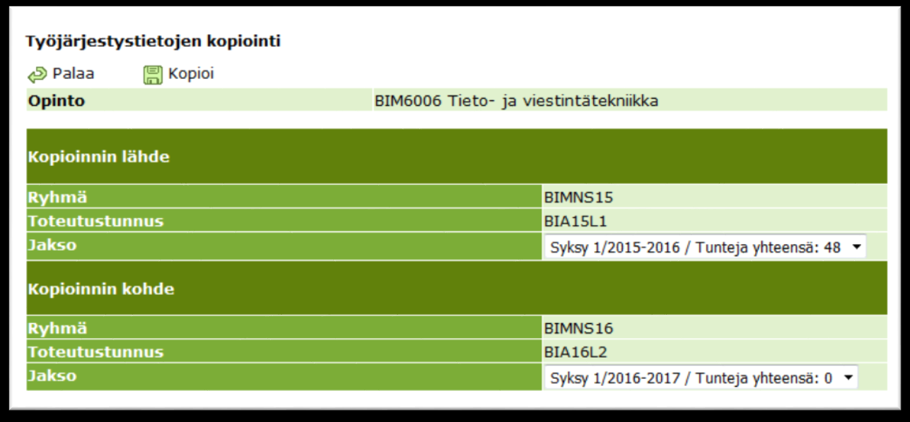 14 (24) Voit hakea kopioitavan ryhmän toteutuksen.