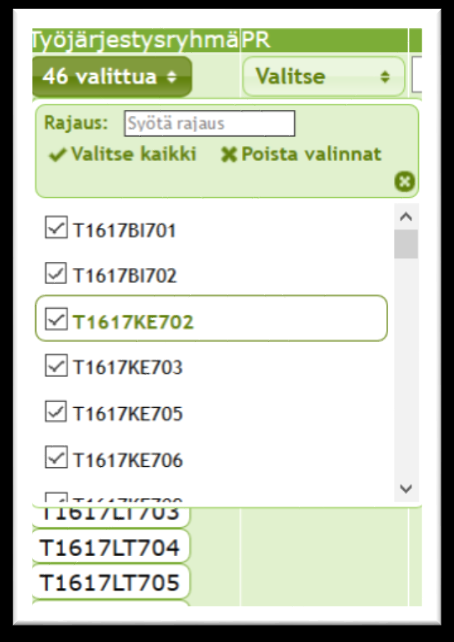 tehdään oma ryhmänsä. Ryhmän nimi muodostuu siten, että opintokokonaisuuden tunnuksen eteen lisätään T1617.