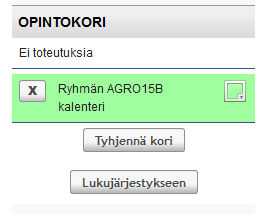 Ryhmän lukujärjestyksen hakeminen 1. Kirjoita haluamasi ryhmän tunnus kohtaan Hae ryhmän kalenteri. Jos hakutuloksia löytyy vain yksi, Lukkarikone siirtyy suoraan lukujärjestysnäkymään.