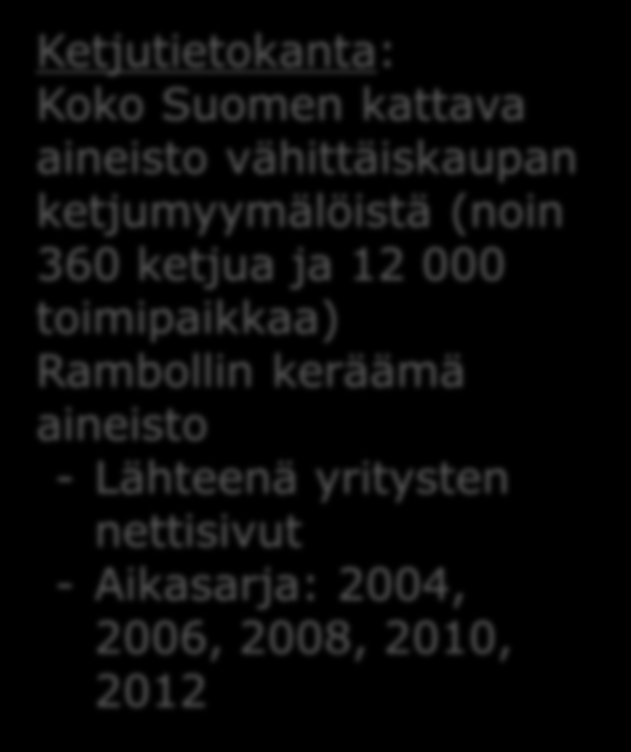 ketjumyymälöistä (noin 360 ketjua ja 12 000 toimipaikkaa) Rambollin