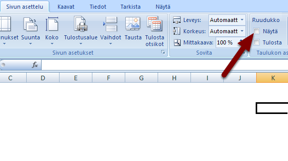 32. Poista soluruudukko Poistamalla soluruudukon näkyvistä, saat selkeämmät taulukot ja ulkoasun. Tämä on hyvä esitystapa valmiille taulukoille ja raporteille, joita ei ole enää tarkoitus muokata.