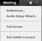 3 Audio Setup Wizard Tarkista ääniasetukset ennen kokouksen alkua Meeting-valikosta.