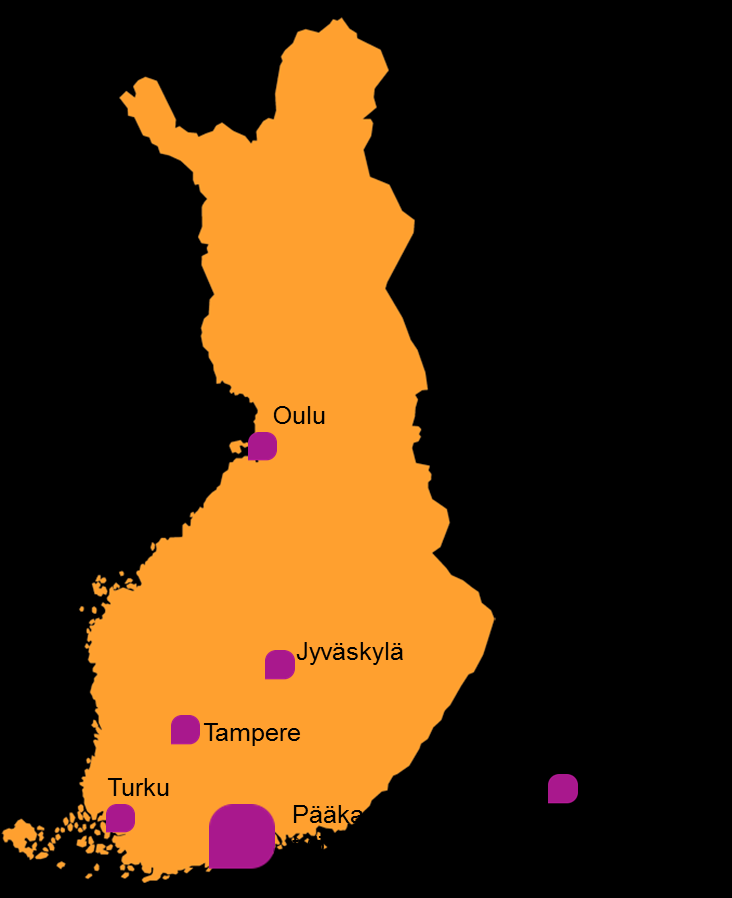 Asunto-omaisuuden alueellinen jakauma. ASUNNOILLA KESKEISET SIJAINNIT Asunto-omaisuus 3,2mrd.