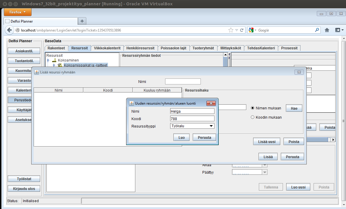 Kuva 8: Resurssin lisääminen Olet lisännyt ensimmäisen resurssisi.