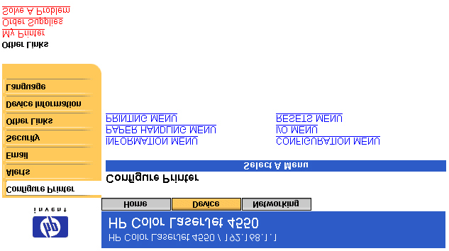 Määritä tulostimen asetukset Configure printer (Määritä tulostimen asetukset) -sivulta voit tulostaa sisäisiä tulostinsivuja etäyhteydessä ja määrittää tulostimen asetuksia.