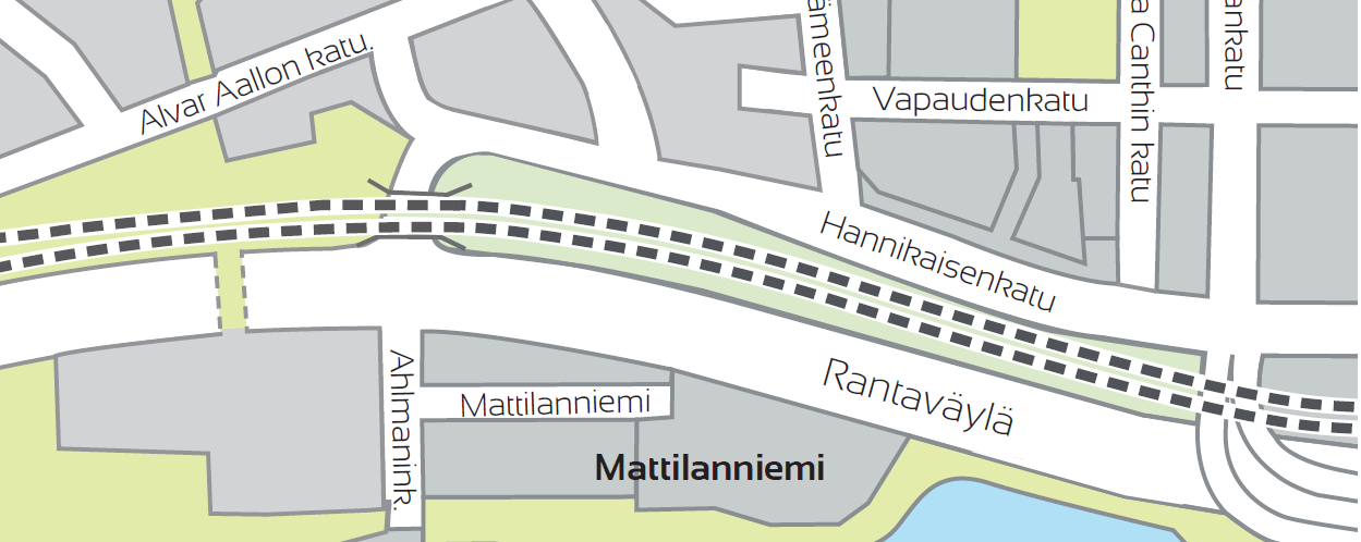 RUUSUPUISTO, VAIHTOEHTO 2 (HANNIKAISEN- JA SEMINAARINKATU KAKSISUUNTAISIA, VAP.