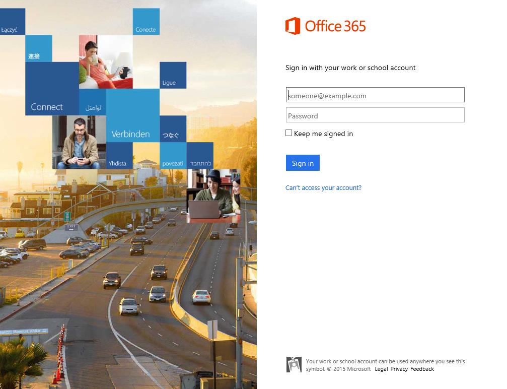 Kirjautumisen jälkeen käyttäjä ohjataan Office 365 etusivulle.