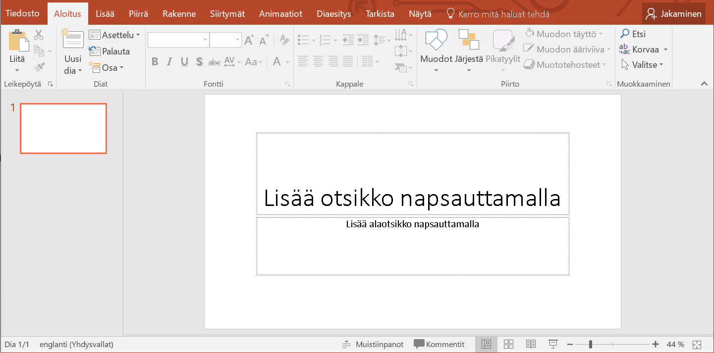 PALVELUKUVAUS 42 (47) PowerPointin yleisohjeet löydät seuraavien linkkien avulla: PowerPoint 2016 pikaopas: https://support.office.