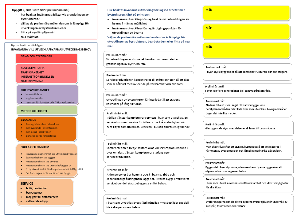 TEHTÄVÄ 2 UPPGIFT 2: (30 MINUUTTIA) ALUSTAVAT TAVOITTEET: 3