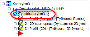 TYÖSTÖRATOJEN SIMULOINTI 55 11 Piilota työstörata klikkaamalla uudelleen Valittujen operaatioiden näyttö päälle/pois.