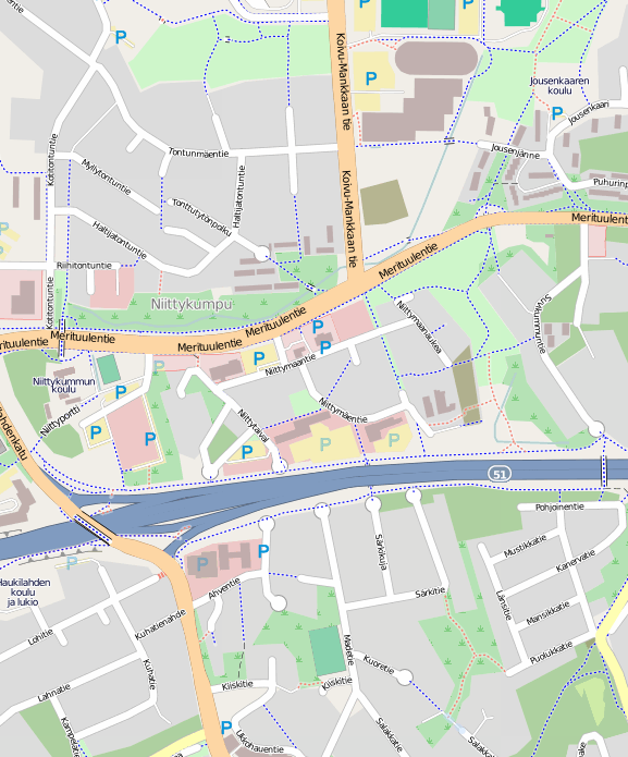 2.3 Merituulentien ylikulku Uusi ylikulku METRO Metroaseman kohdalta Merituulentieltä puuttuu tällä hetkellä kevyen liikenteen eritaso Liikennevalo-ohjattu liittymä aiheuttaa viivytyksiä Haukilahden