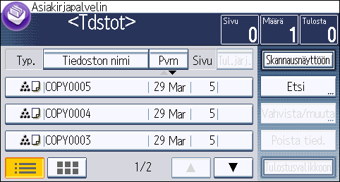 Tallennettujen asiakirjojen tulostaminen Tallennettujen asiakirjojen tulostaminen Tulostaa asiakirjapalvelimelle tallennetut asiakirjat.