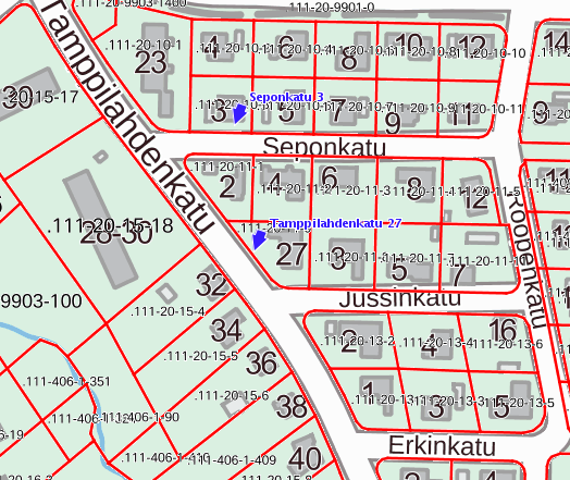 Tienimet ja osoitenumerot taustakartalla 12 Visualisointipalvelu sijoittaa tienimet automaattisesti taustakartalle Ei piirretä tienimiä, jotka eivät mahdu annettujen raamien