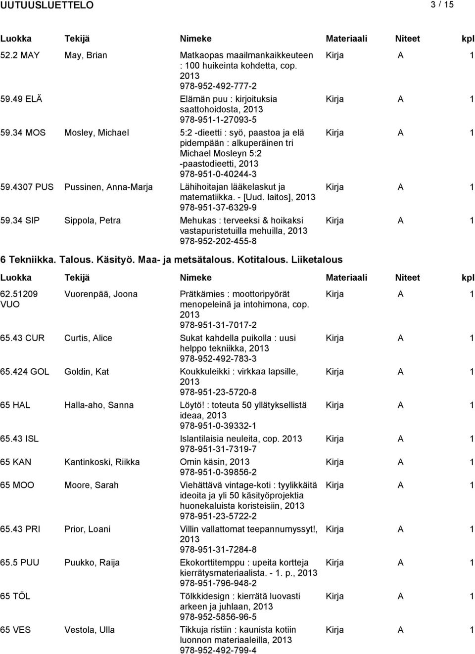 4307 PUS Pussinen, Anna-Marja Lähihoitajan lääkelaskut ja matematiikka. - [Uud. laitos], 978-951-37-6329-9 59.