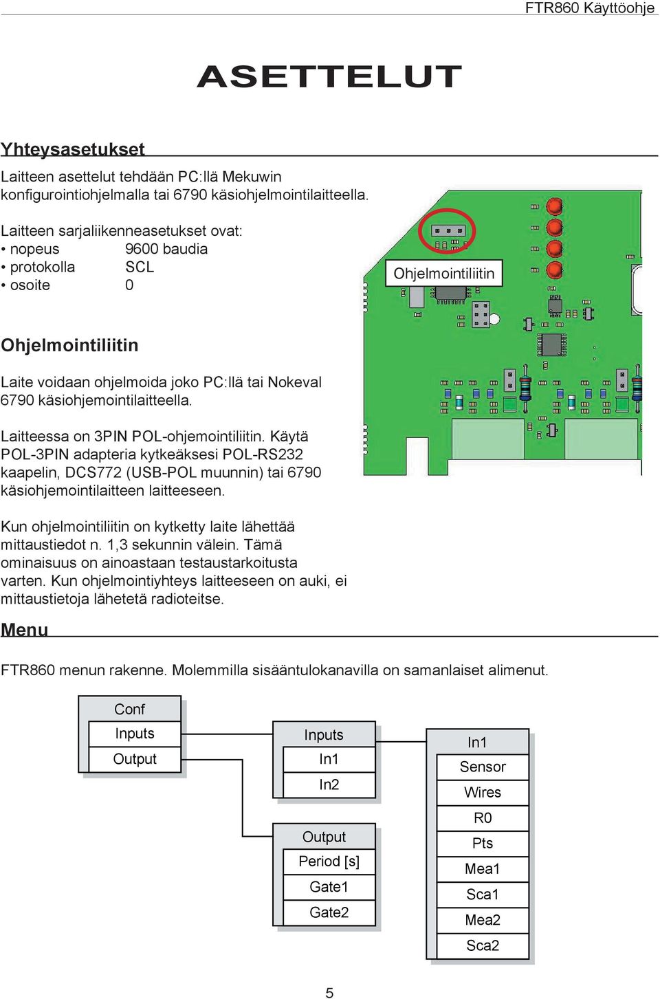 Laitteessa on 3PIN POL-ohjemointiliitin. Käytä POL-3PIN adapteria kytkeäksesi POL-RS232 kaapelin, DCS772 (USB-POL muunnin) tai 6790 käsiohjemointilaitteen laitteeseen.