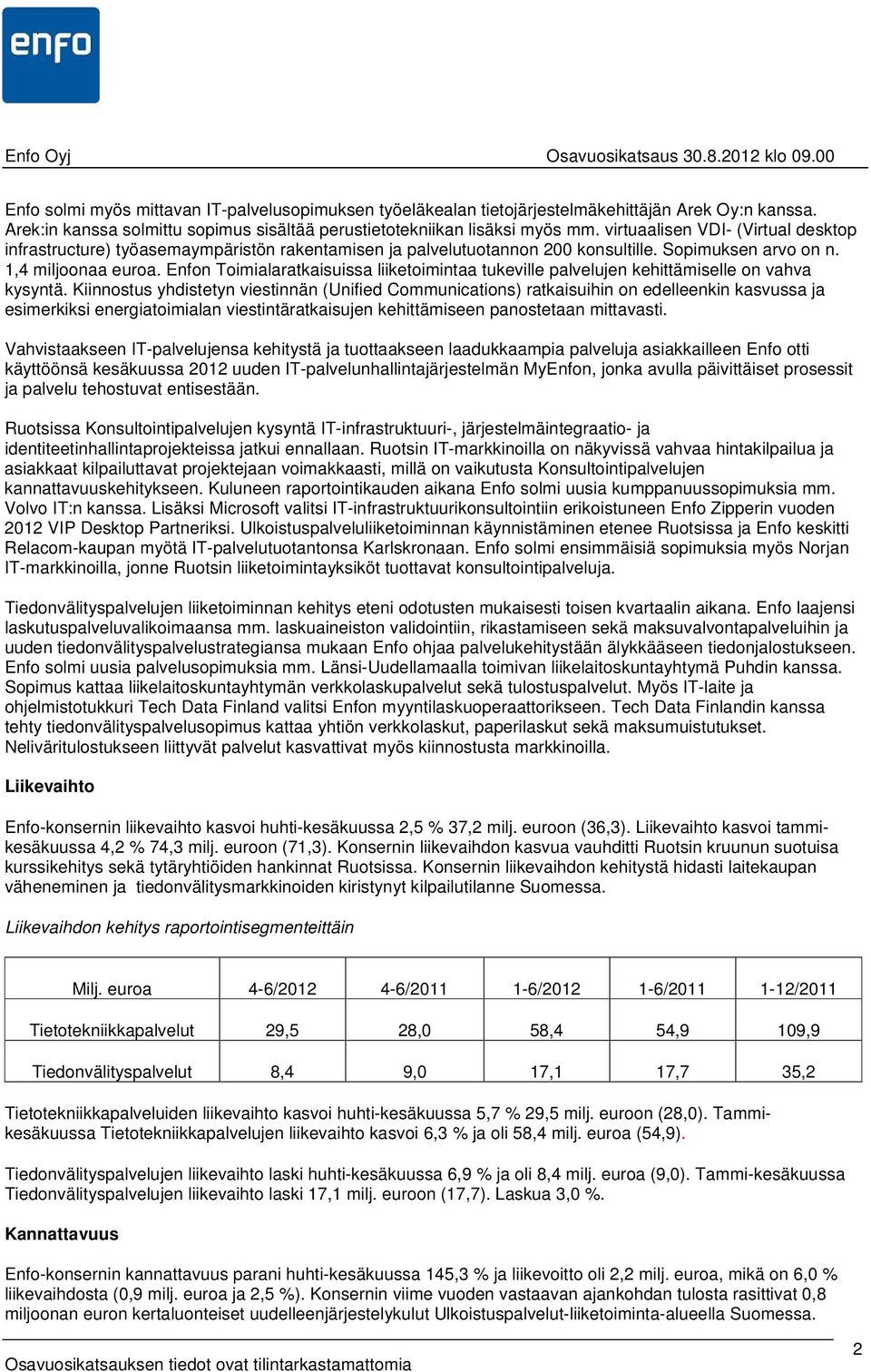 Enfon Toimialaratkaisuissa liiketoimintaa tukeville palvelujen kehittämiselle on vahva kysyntä.