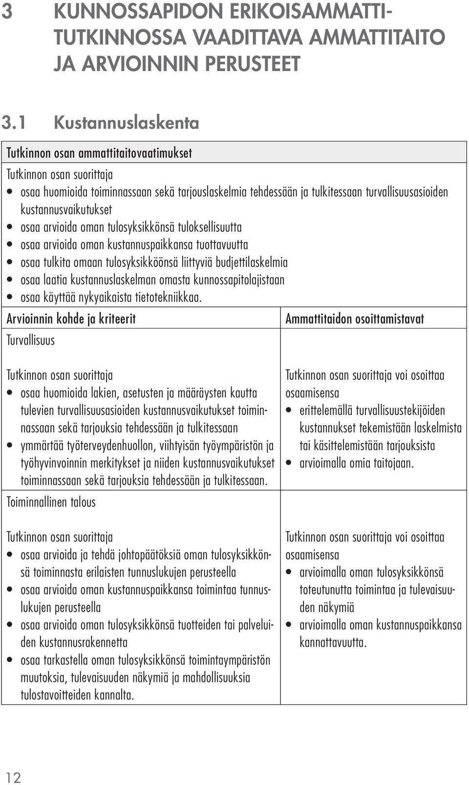 tulosyksikkönsä tuloksellisuutta osaa arvioida oman kustannuspaikkansa tuottavuutta osaa tulkita omaan tulosyksikköönsä liittyviä budjettilaskelmia osaa laatia kustannuslaskelman omasta