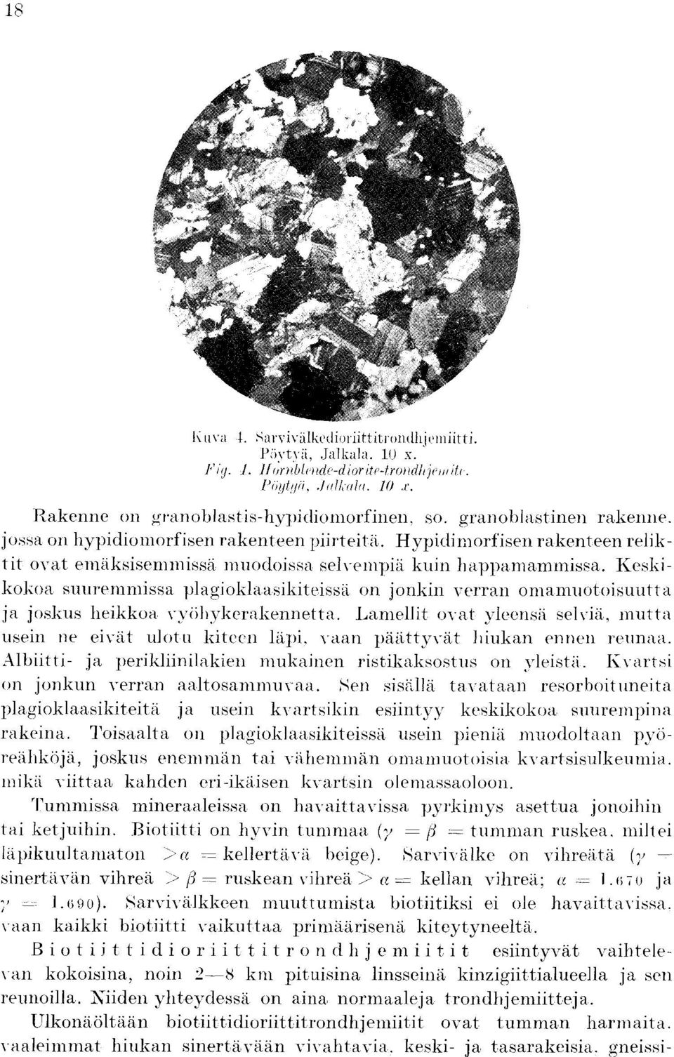 Keskikokoa s remmissa plagioklaasikiteissa on jorikin verran ornam otois tta ja josk s heikkoa v -ycihykerakennetta.