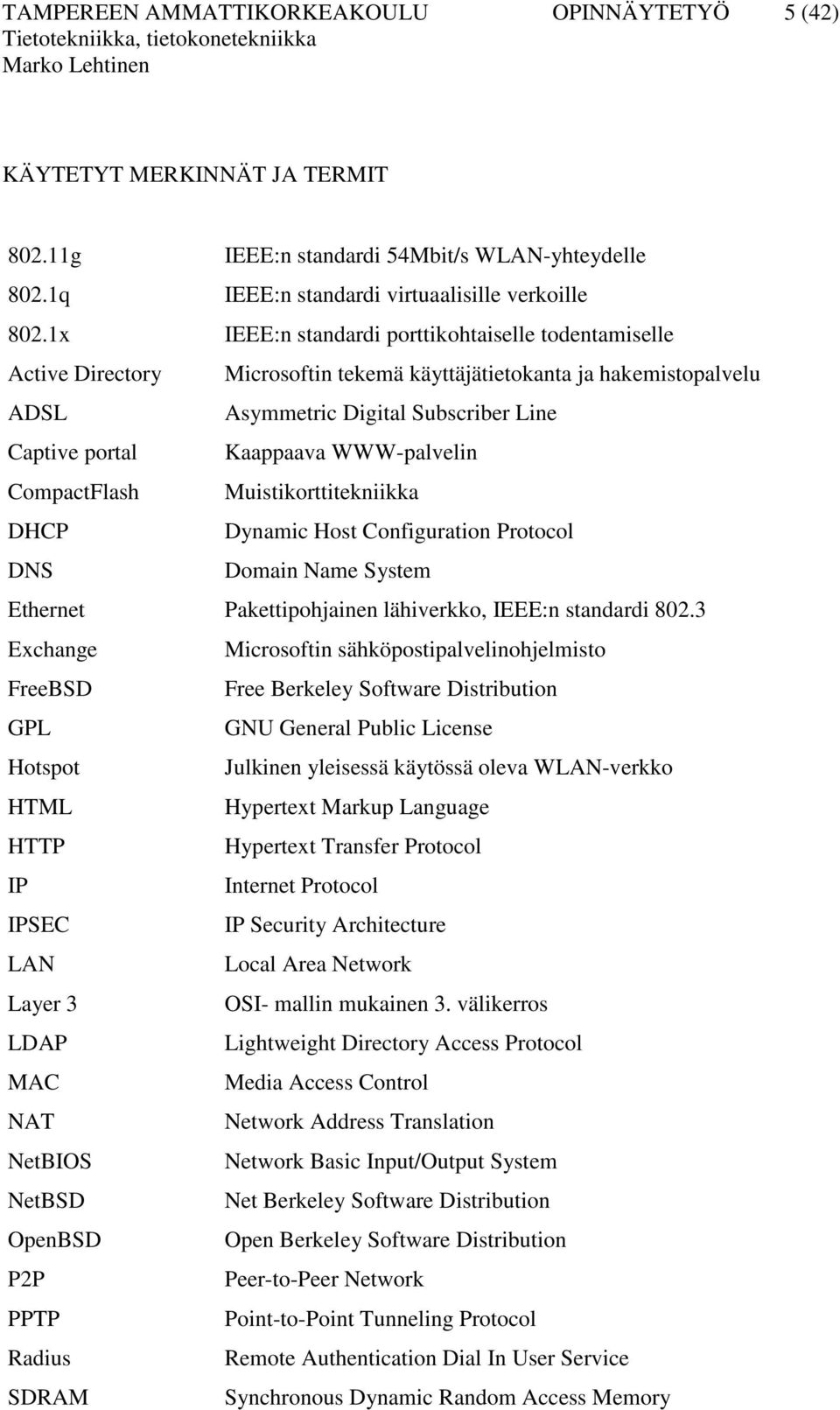 WWW-palvelin CompactFlash Muistikorttitekniikka DHCP Dynamic Host Configuration Protocol DNS Domain Name System Ethernet Pakettipohjainen lähiverkko, IEEE:n standardi 802.