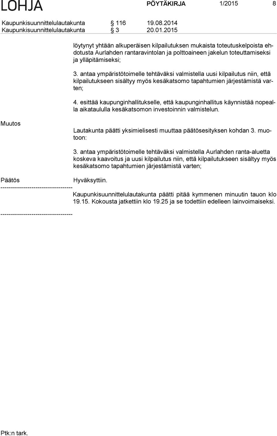 Kaupunkisuunnittelulautakunta 3 20.01.