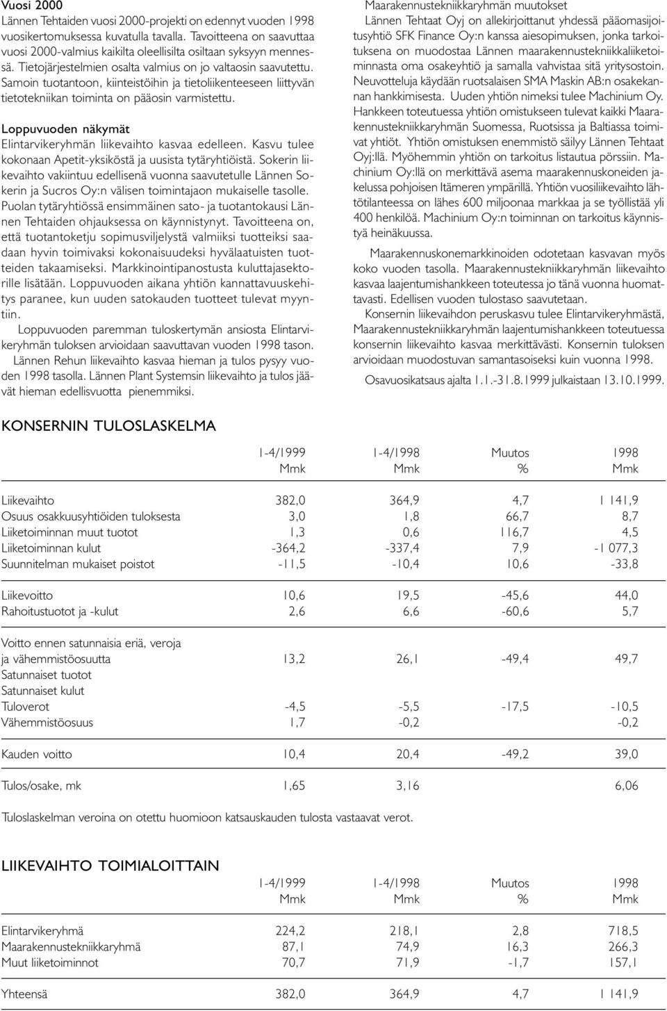 Samoin tuotantoon, kiinteistöihin ja tietoliikenteeseen liittyvän tietotekniikan toiminta on pääosin varmistettu. Loppuvuoden näkymät Elintarvikeryhmän liikevaihto kasvaa edelleen.