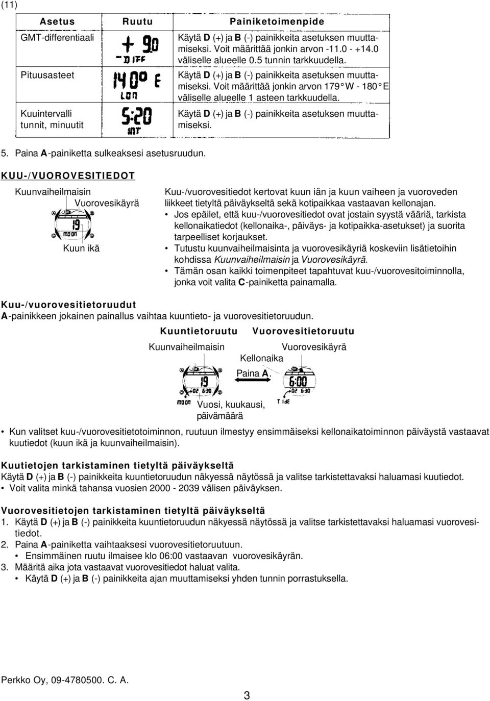 Käytä D (+) ja B (-) painikkeita asetuksen muuttamiseksi. Voit määrittää jonkin arvon 179 W - 180 E väliselle alueelle 1 asteen tarkkuudella. 5. Paina A-painiketta sulkeaksesi asetusruudun.