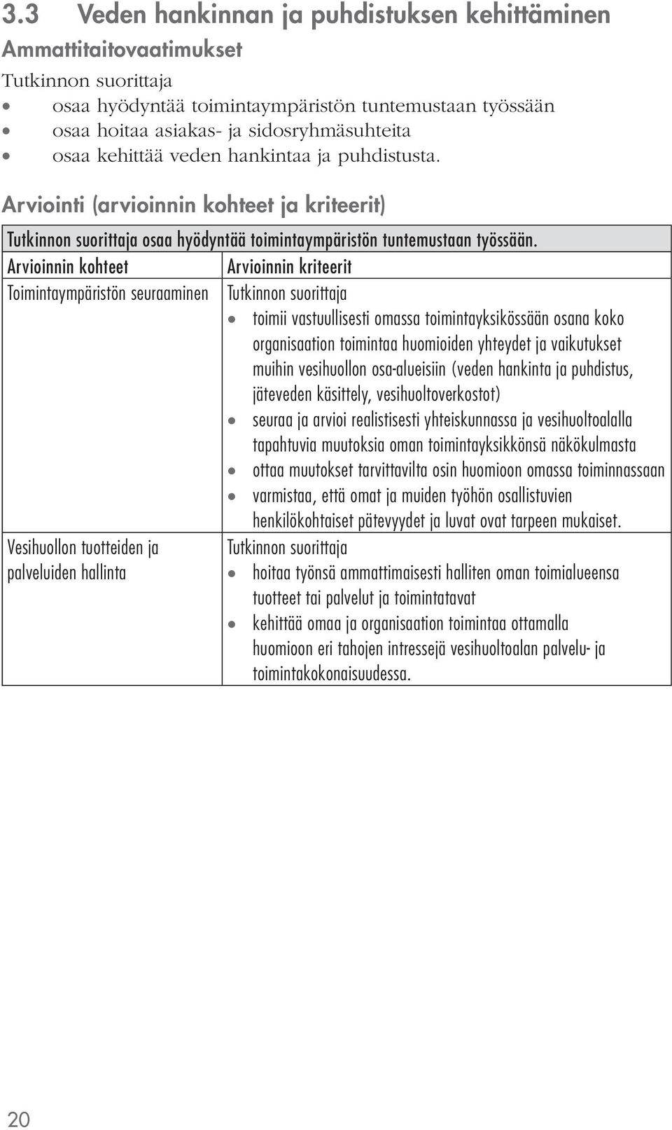 Toimintaympäristön seuraaminen toimii vastuullisesti omassa toimintayksikössään osana koko organisaation toimintaa huomioiden yhteydet ja vaikutukset muihin vesihuollon osa-alueisiin (veden hankinta