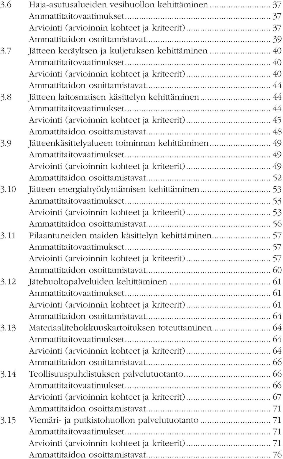 8 Jätteen laitosmaisen käsittelyn kehittäminen... 44 Ammattitaitovaatimukset... 44 Arviointi (arvioinnin kohteet ja kriteerit)... 45 Ammattitaidon osoittamistavat... 48 3.