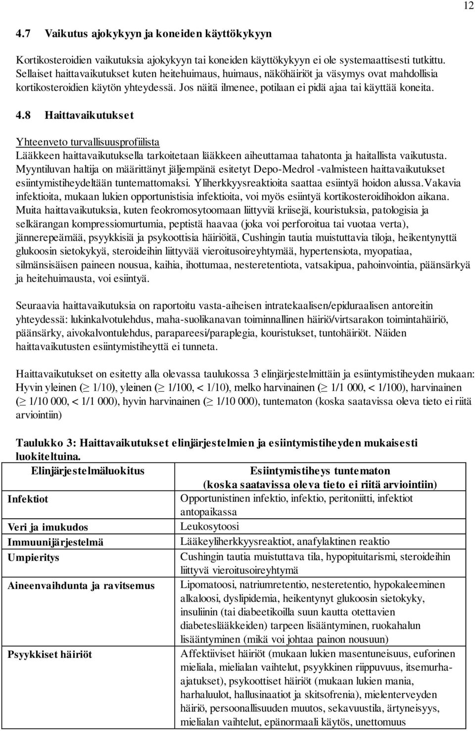 8 Haittavaikutukset Yhteenveto turvallisuusprofiilista Lääkkeen haittavaikutuksella tarkoitetaan lääkkeen aiheuttamaa tahatonta ja haitallista vaikutusta.