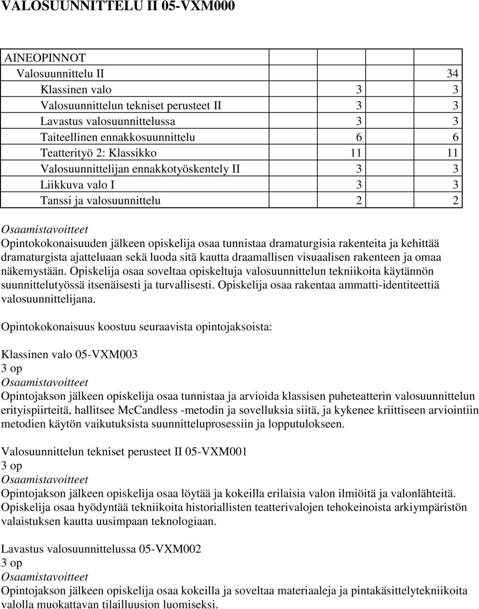 rakenteita ja kehittää dramaturgista ajatteluaan sekä luoda sitä kautta draamallisen visuaalisen rakenteen ja omaa näkemystään.