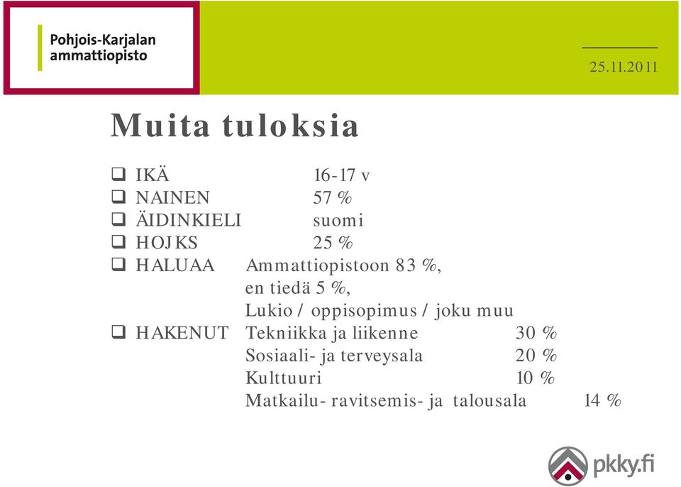 / joku muu HAKENUT Tekniikka ja liikenne 30 % Sosiaali- ja