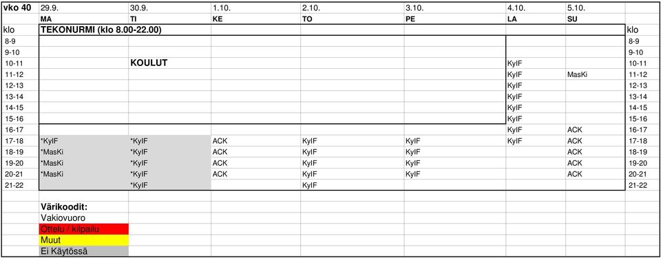 ACK 17-18 18-19 *MasKi *KyIF ACK KyIF KyIF ACK 18-19 19-20