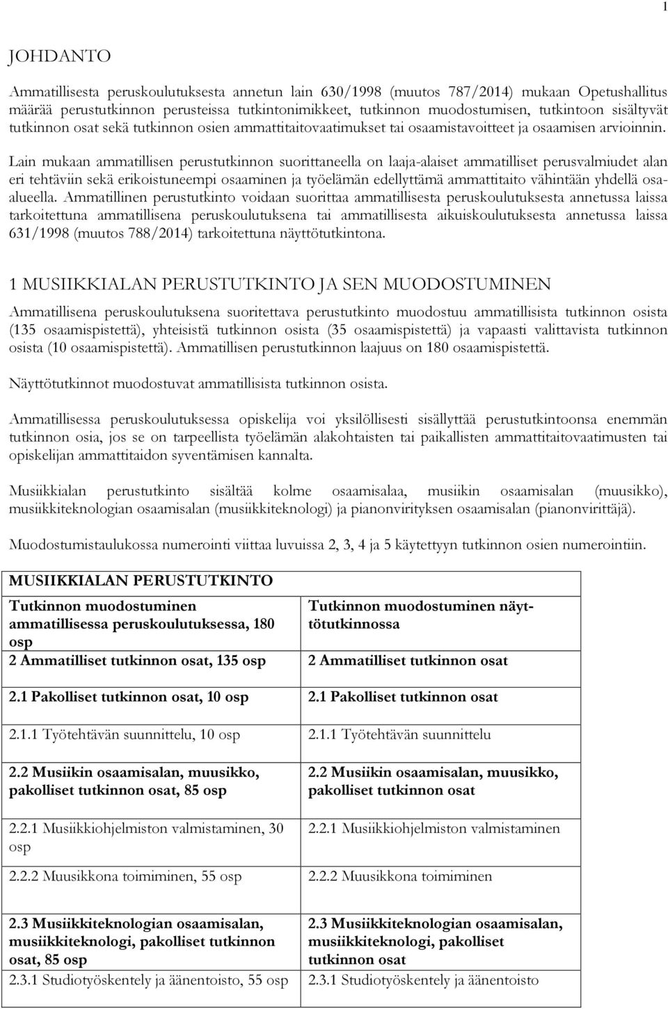 Lain mukaan ammatillisen perustutkinnon suorittaneella on laaja-alaiset ammatilliset perusvalmiudet alan eri tehtäviin sekä erikoistuneempi osaaminen ja työelämän edellyttämä ammattitaito vähintään