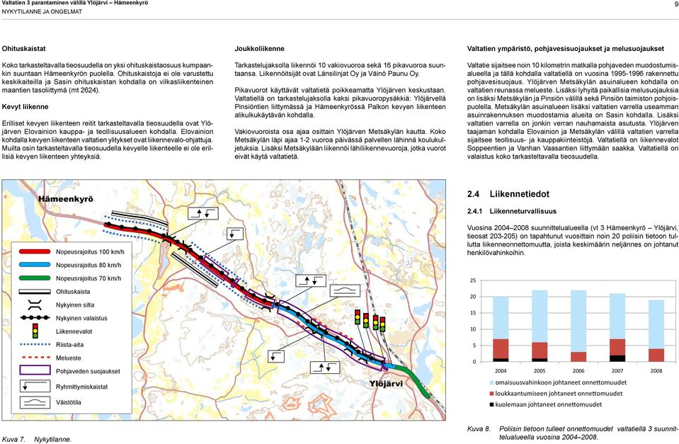 Kevyt liikenne Erilliset kevyen liikenteen reitit tarkasteltavalla tieosuudella ovat Ylöjärven Elovainion kauppa- ja teollisuusalueen kohdalla.