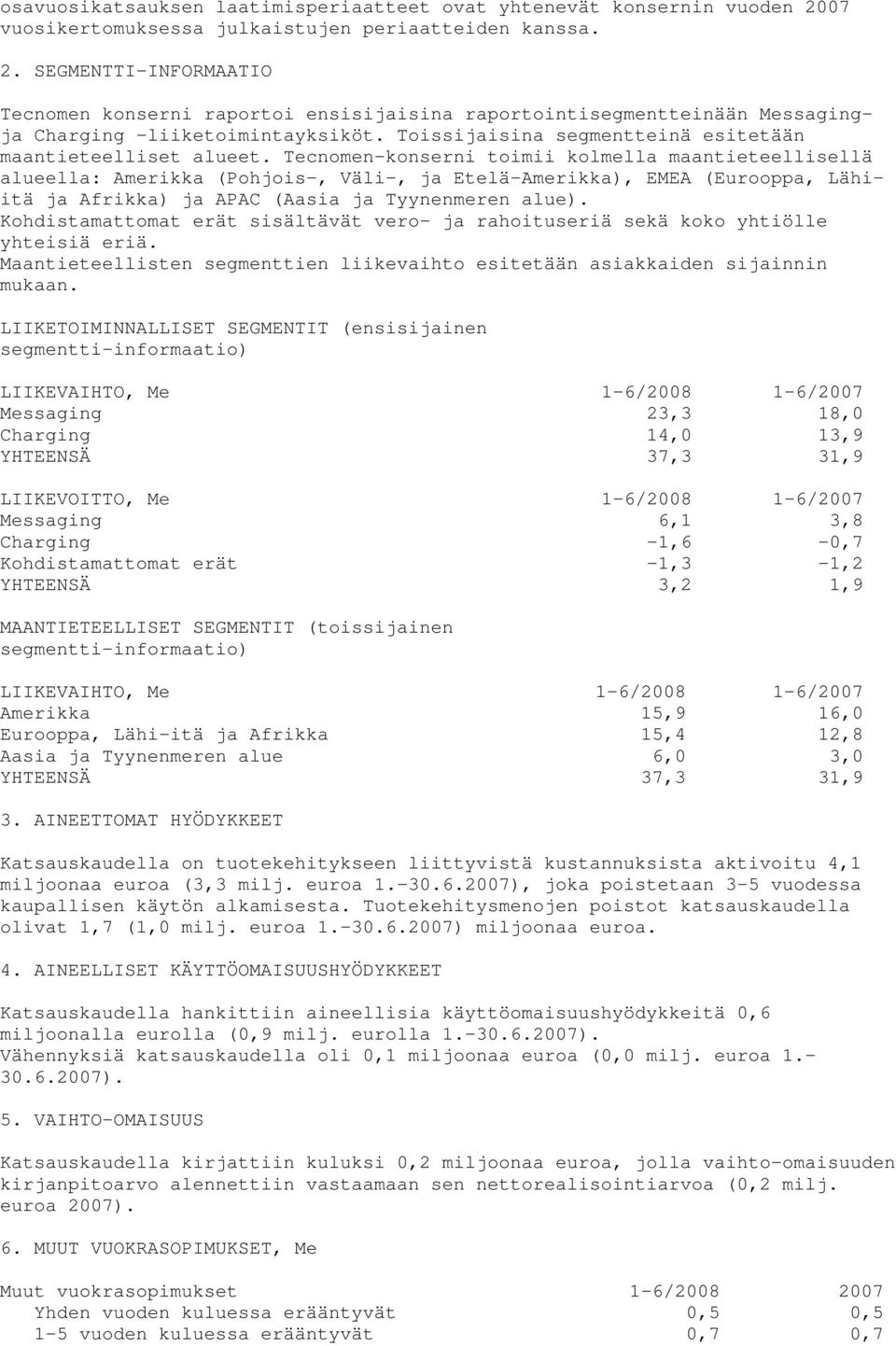 Toissijaisina segmentteinä esitetään maantieteelliset alueet.