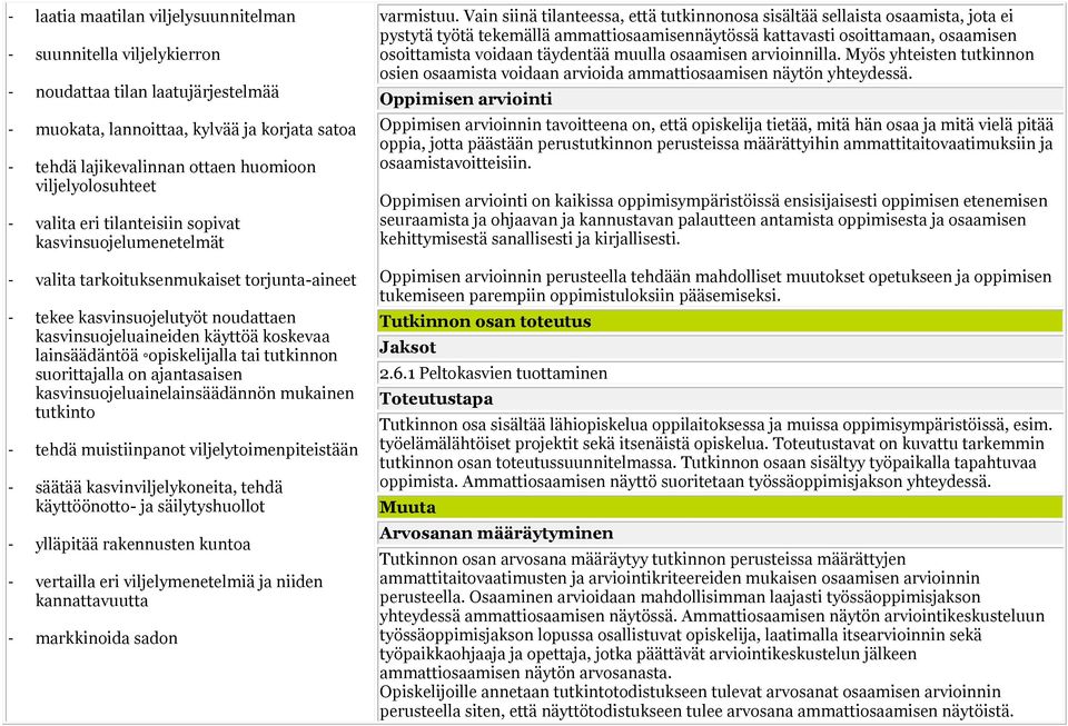 lainsäädäntöä opiskelijalla tai tutkinnon suorittajalla on ajantasaisen kasvinsuojeluainelainsäädännön mukainen tutkinto - tehdä muistiinpanot viljelytoimenpiteistään - säätää kasvinviljelykoneita,