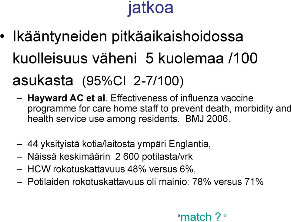 Effectiveness of influenza vaccine programme for care home staff to prevent death, morbidity and health service