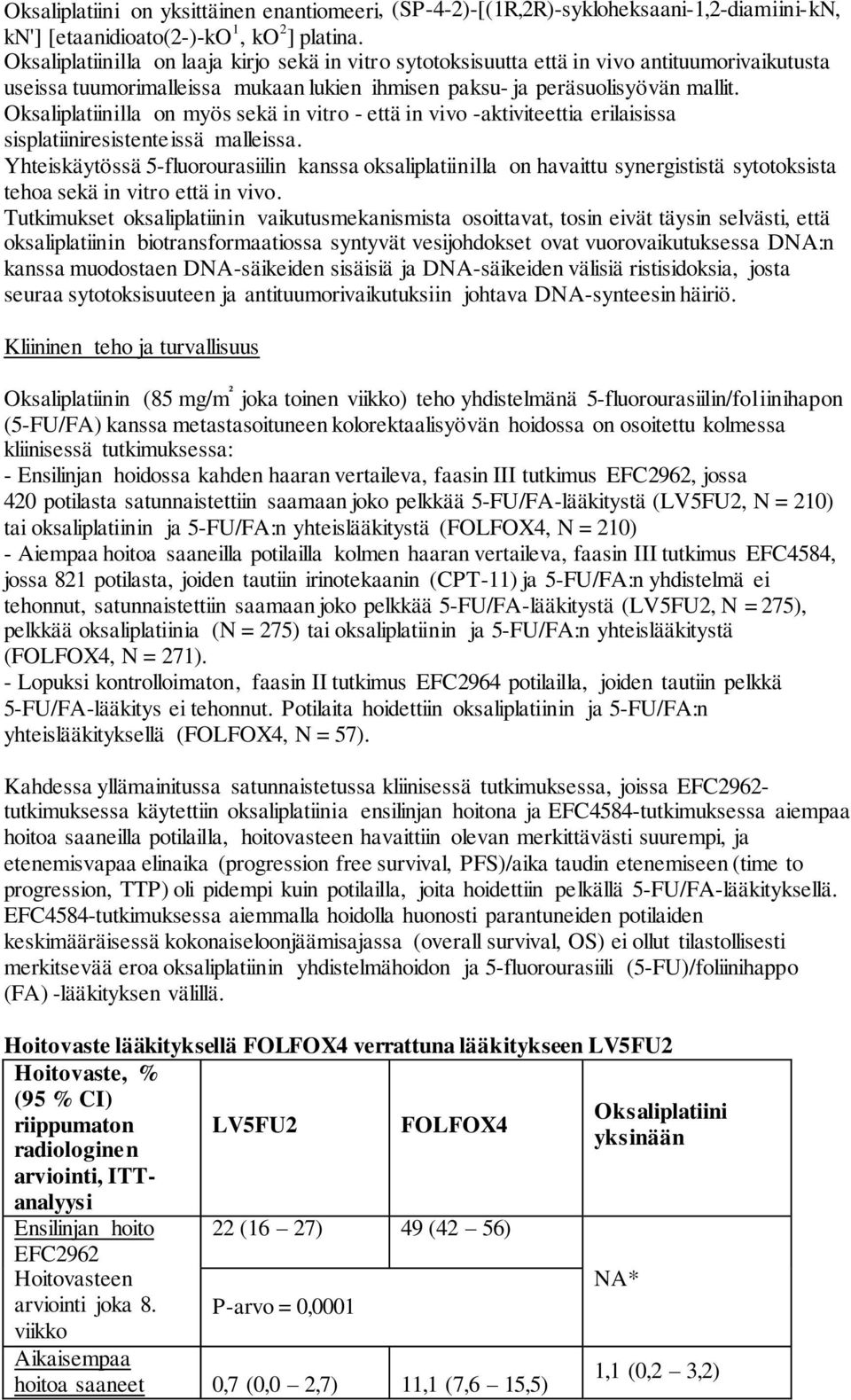 Oksaliplatiinilla on myös sekä in vitro - että in vivo -aktiviteettia erilaisissa sisplatiiniresistenteissä malleissa.