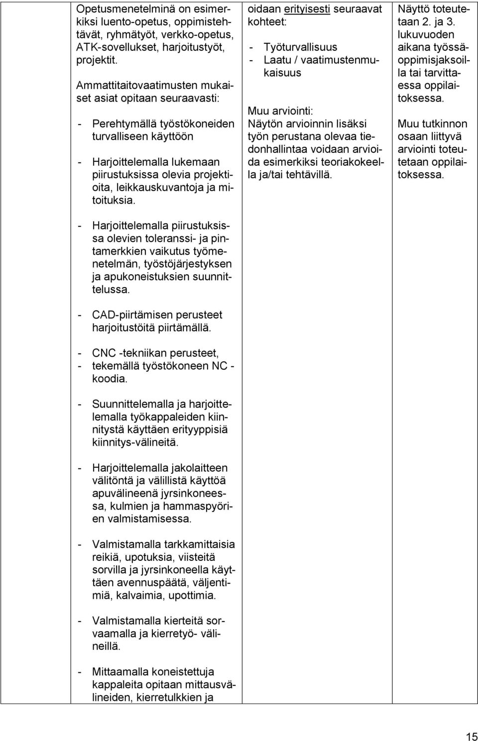 mitoituksia. - Harjoittelemalla piirustuksissa olevien toleranssi- ja pintamerkkien vaikutus työmenetelmän, työstöjärjestyksen ja apukoneistuksien suunnittelussa.