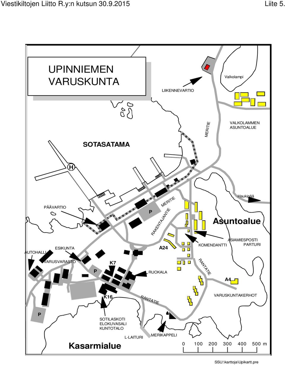 ESIKUNTA P MERITIE RAKENTAJANTIE A24 Haukipää Asuntoalue KOMENDANTTI ASIAMIESPOSTI PARTURI VARUSVARASTO P K7