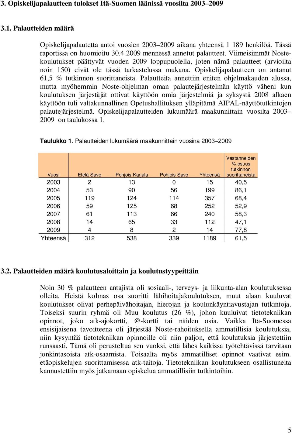 Viimeisimmät Nostekoulutukset päättyvät vuoden 2009 loppupuolella, joten nämä palautteet (arvioilta noin 150) eivät ole tässä tarkastelussa mukana.